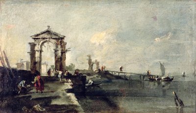 Capriccio con un arco e un molo, c.1750 da Francesco Guardi